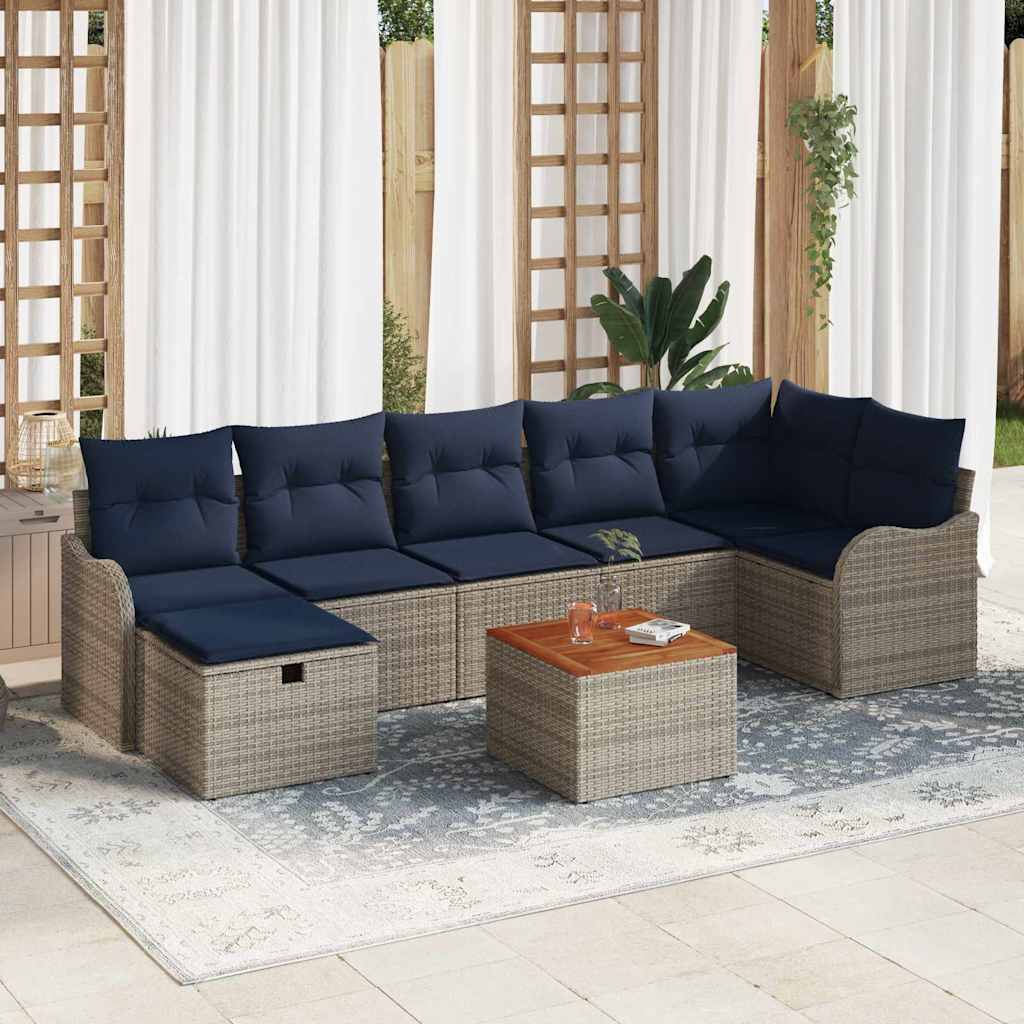 vidaXL Tuinbank Set 8 st Grijs poly rattan