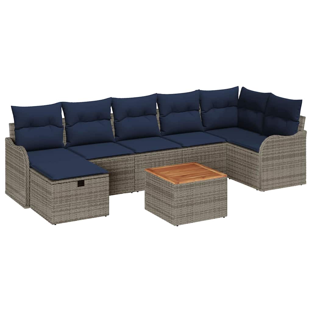 vidaXL Tuinbank Set 8 st Grijs poly rattan