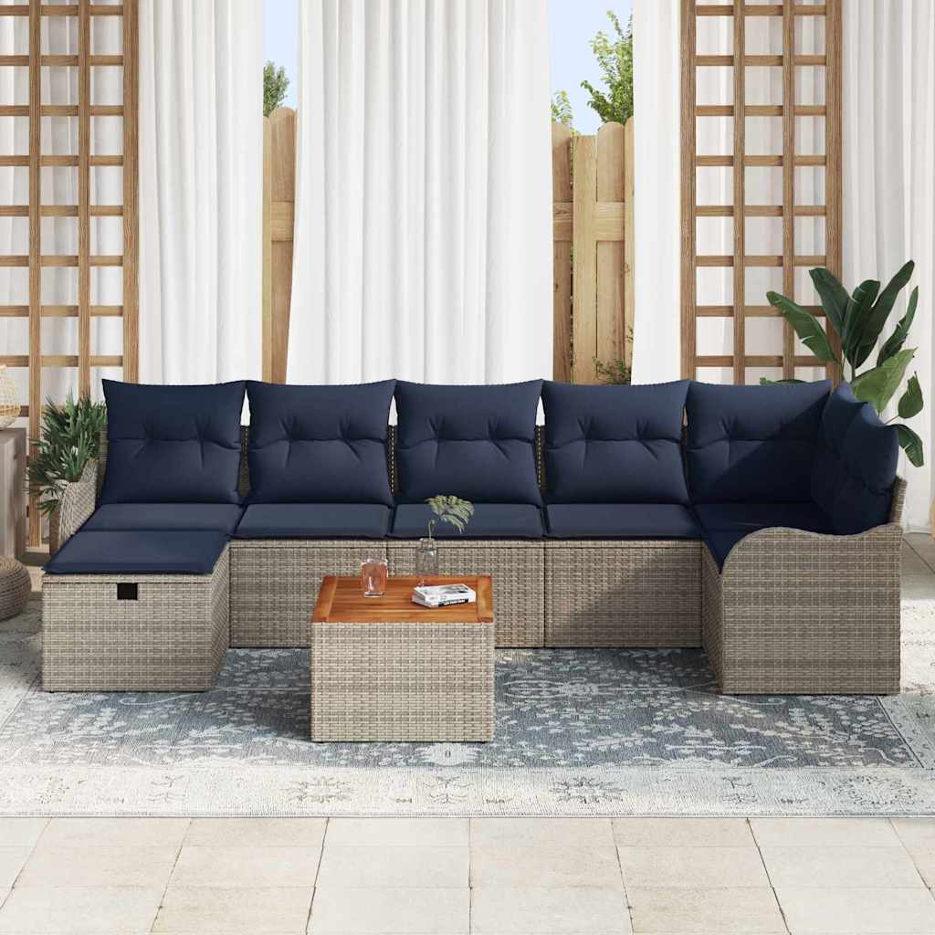 vidaXL Tuinbank Set 8 st Grijs poly rattan