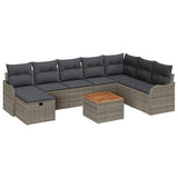 vidaXL Tuinbank Set met kussen met opslag 9 pcs Zwart poly rattan