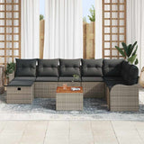 vidaXL Tuinbank Set met kussen met opslag 9 pcs Zwart poly rattan