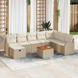 vidaXL Tuinbank Set met kussen met opslag 9 pcs Zwart poly rattan