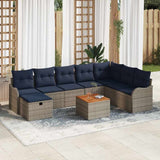 vidaXL Garden Lounge Set 9 pcs Grey poly rattan