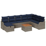 vidaXL Garden Lounge Set 9 pcs Grey poly rattan