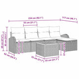 vidaXL Tuinbank Set met kussen met opslag 6 pcs Zwart poly rattan