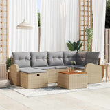 vidaXL Tuinbank Set met kussen met opslag 7 pcs Zwart poly rattan