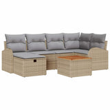 vidaXL Tuinbank Set met kussen met opslag 7 pcs Zwart poly rattan