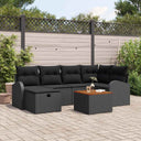 vidaXL Tuinbank Set met kussen met opslag 7 pcs Zwart poly rattan