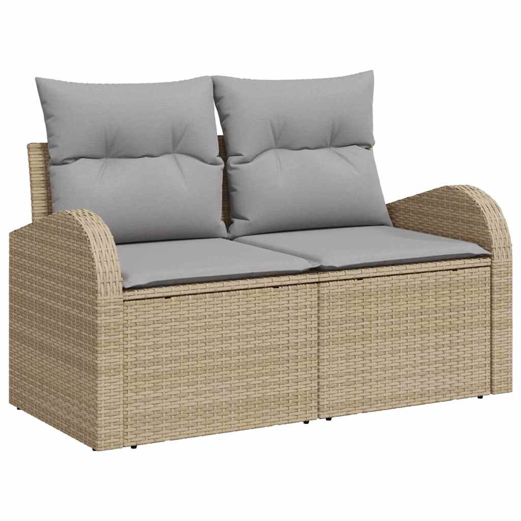 vidaXL Tuinbank Set met kussen met opslag 9 pcs Zwart poly rattan