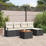 vidaXL Tuinbank Set met kussen met opslag 6 pcs Zwart poly rattan
