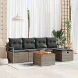 vidaXL Tuinbank Set met kussen met opslag 6 pcs Zwart poly rattan