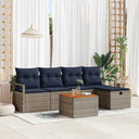 vidaXL Salon de jardin avec coussins et rangement 6 pcs Résine tressée Gris