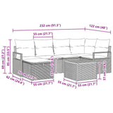 vidaXL Tuinbank Set met kussen met opslag 7 pcs Zwart poly rattan