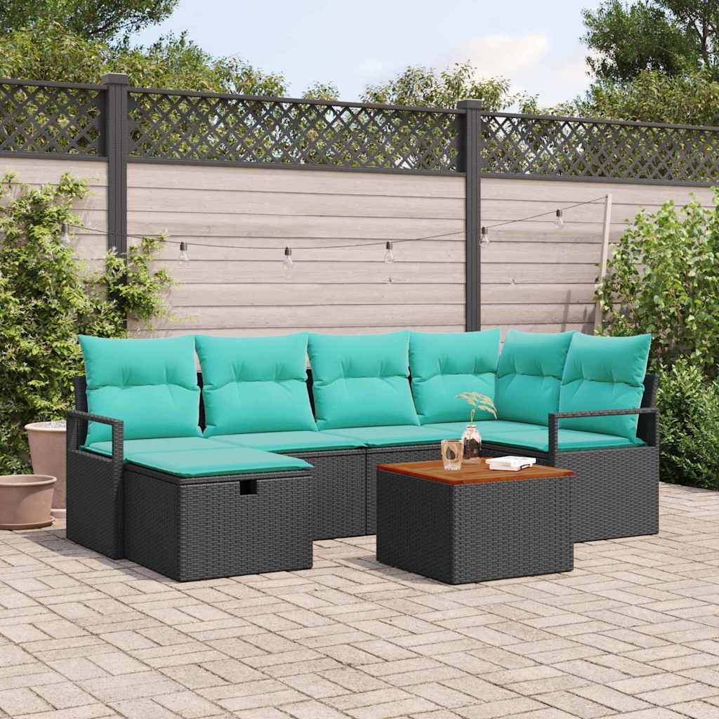 vidaXL Ensemble de banc de jardin avec coussins et espace de rangement 7 pcs Rotin synthétique Gris