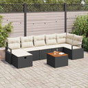 vidaXL Tuinbank Set met kussen met opslag 8 pcs Zwart poly rattan
