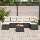 vidaXL Tuinbank Set met kussen met opslag 8 pcs Zwart poly rattan
