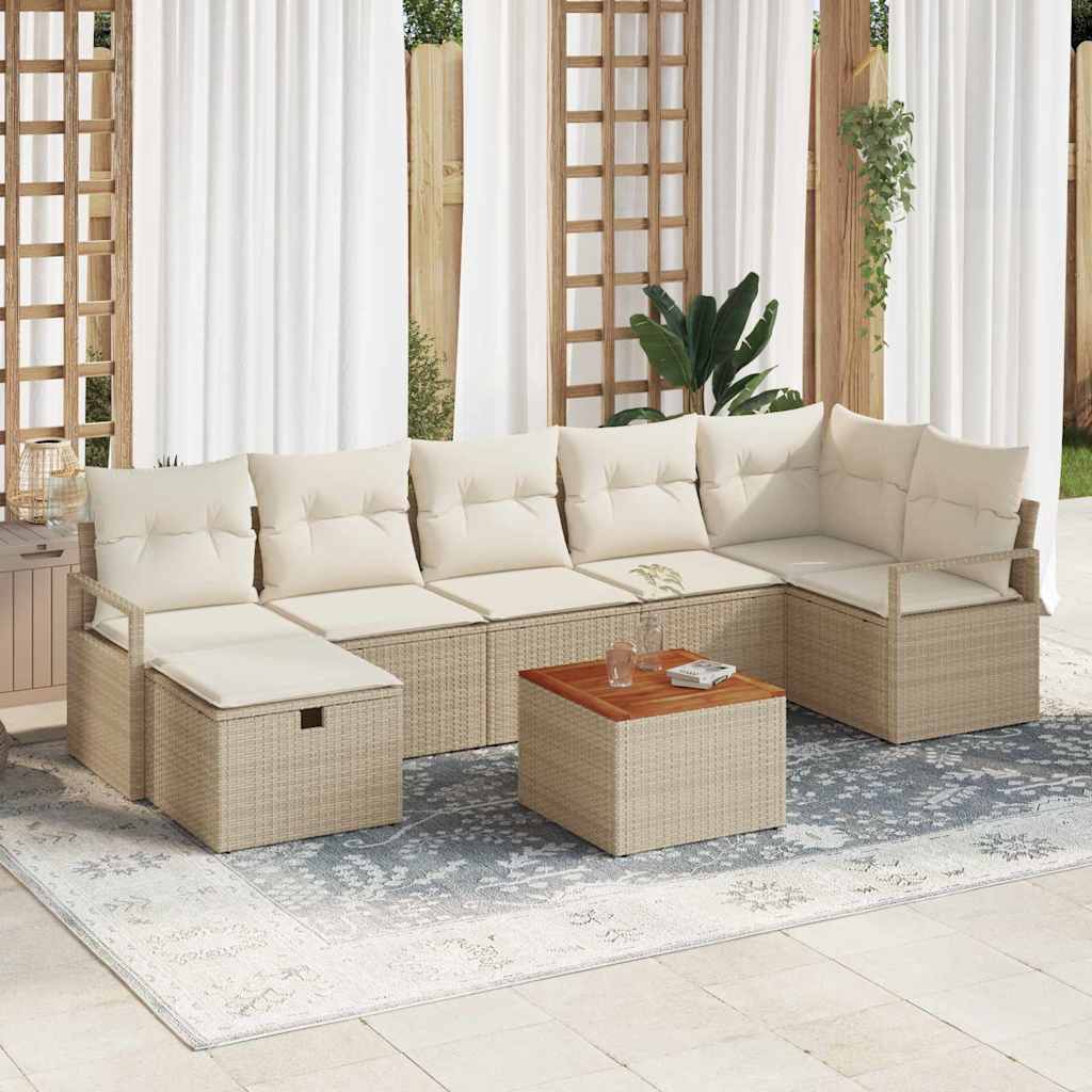 vidaXL Tuinbank Set met kussen met opslag 8 pcs Zwart poly rattan