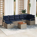 vidaXL Tuinbank Set met kussen met opslag 8 pcs Grijs poly rattan