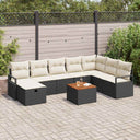 vidaXL Tuinbank Set met kussen met opslag 9 pcs Zwart poly rattan