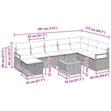 vidaXL Tuinbank Set met kussen met opslag 9 pcs Zwart poly rattan