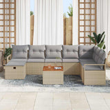 vidaXL Tuinbank Set met kussen met opslag 9 pcs Zwart poly rattan