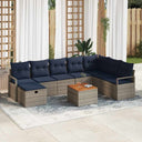 vidaXL Ensemble de banquettes de jardin avec coussin et rangement 9 pcs Rotin PE gris