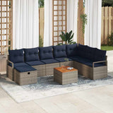 vidaXL Ensemble de banquettes de jardin avec coussin et rangement 9 pcs Rotin PE gris