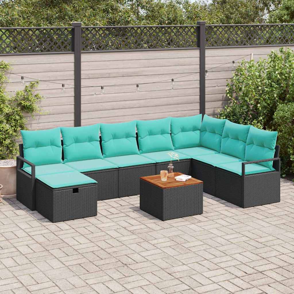 vidaXL Ensemble de banquettes de jardin avec coussin et rangement 9 pcs Rotin PE gris
