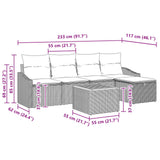 vidaXL Tuinbank Set met kussen met opslag 6 pcs Zwart poly rattan
