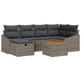 vidaXL Tuinbank Set met kussen met opslag 7 pcs Zwart poly rattan