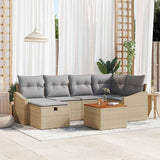 vidaXL Tuinbank Set met kussen met opslag 7 pcs Zwart poly rattan