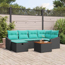 vidaXL Tuinbank Set met kussen met opslag 7 pcs Zwart poly rattan