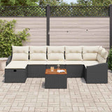 vidaXL Tuinbank Set met kussen met opslag 8 pcs Zwart poly rattan
