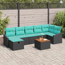 vidaXL Tuinbank Set met kussen met opslag 8 pcs Zwart poly rattan
