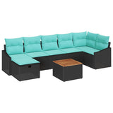 vidaXL Tuinbank Set met kussen met opslag 8 pcs Zwart poly rattan