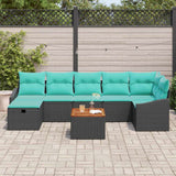 vidaXL Tuinbank Set met kussen met opslag 8 pcs Zwart poly rattan