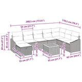vidaXL Tuinbank Set met kussen met opslag 9 pcs Zwart poly rattan
