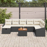 vidaXL Tuinbank Set met kussen met opslag 9 pcs Zwart poly rattan