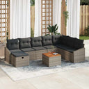 vidaXL Tuinbank Set met kussen met opslag 9 pcs Zwart poly rattan