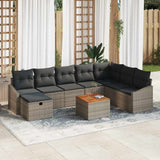 vidaXL Tuinbank Set met kussen met opslag 9 pcs Zwart poly rattan