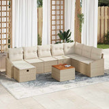 vidaXL Tuinbank Set met kussen met opslag 9 pcs Zwart poly rattan
