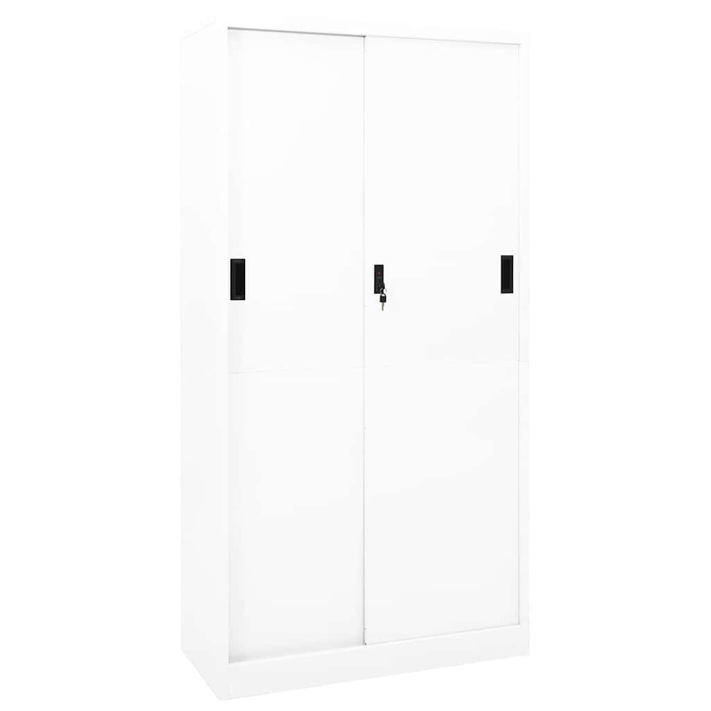 vidaXL Office Cabinet with Sliding Doors 90x40x180 cm Steel White