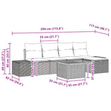 vidaXL Tuinbank Set met kussen met opslag 6 pcs Zwart poly rattan
