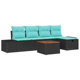 vidaXL Tuinbank Set met kussen met opslag 6 pcs Zwart poly rattan