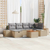 vidaXL Tuinbank Set met kussen met opslag 7 pcs Zwart poly rattan