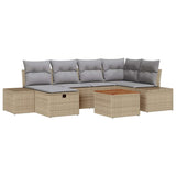vidaXL Tuinbank Set met kussen met opslag 7 pcs Zwart poly rattan