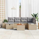vidaXL Tuinbank Set met kussen met opslag 7 pcs Zwart poly rattan