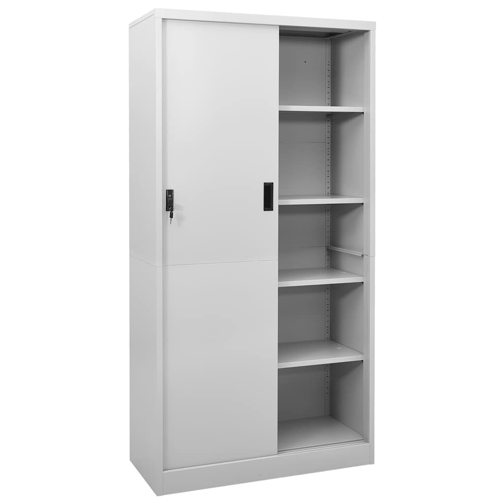 vidaXL Office Cabinet with Sliding Doors 90x40x180 cm Steel White