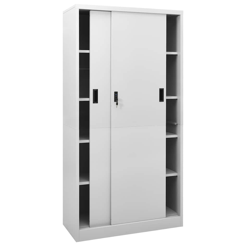 vidaXL Office Cabinet with Sliding Doors 90x40x180 cm Steel White