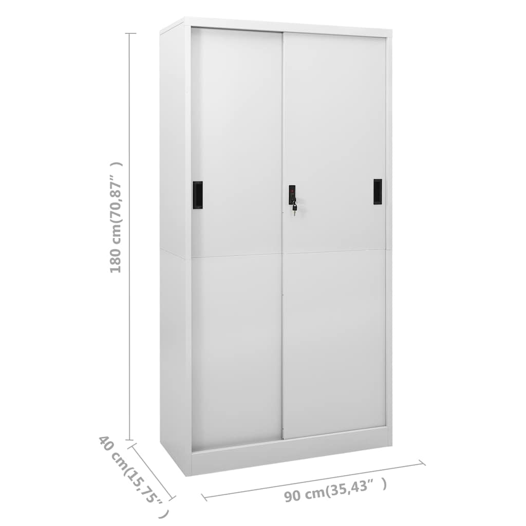 vidaXL Office Cabinet with Sliding Doors 90x40x180 cm Steel White